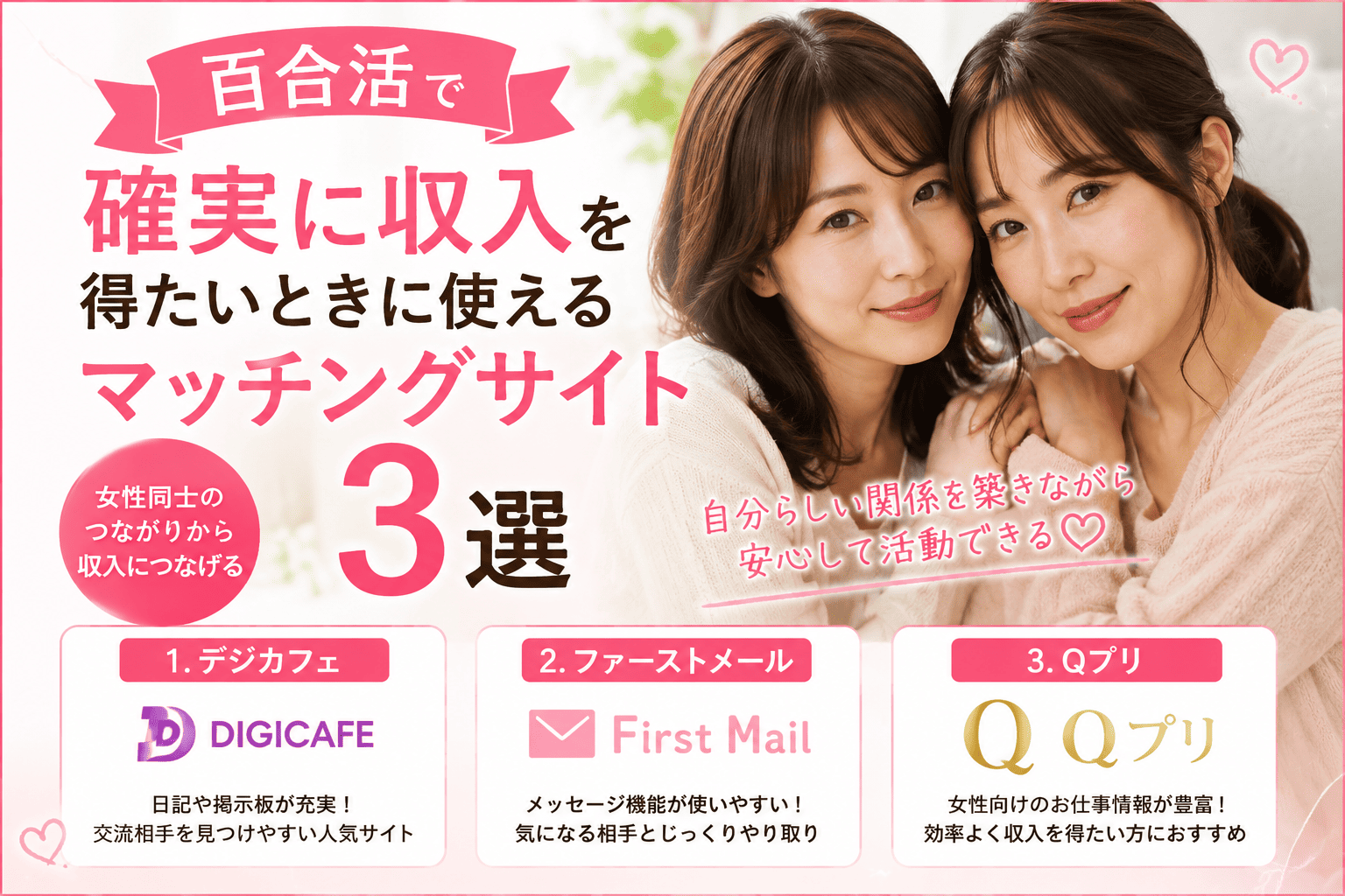 百合活で確実に収入を得たいときに使えるマッチングサイト3選